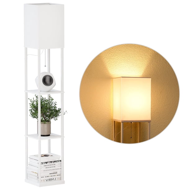 Lámpara de pie con estantes SUNMORY con LED regulable en 3 niveles y repisas