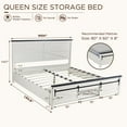 thumbnail image 3 of T4TREAM Farmhouse White Queen Size Platform Bed Frame with Headboard and 3 Barn Door Storage Cabinets, No Box Spring Needed, Mattress Not Included, 3 of 6