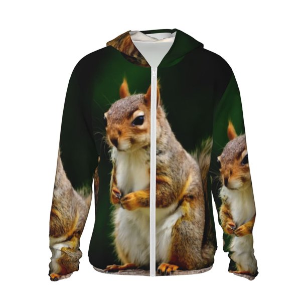 Fotbe Squirrels Eating Peanuts On The Tree Chaqueta con Protección Solar UPF 50+ para Hombre y Mujer, Camisa con Capucha y Bolsillos-3X-Large