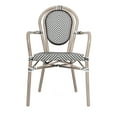 thumbnail image 6 of Merrick Lane Set of Four Stacking Thonet French Bistro Style Chair with Arms, Black & White Textilene Seat, and Bamboo Metal Frame for Indoor/Outdoor Use, 6 of 16