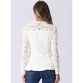 thumbnail image 3 of DARING DIVA Women's Lace Square Neck Long Sleeve Stretch Peplum Blouses XS White, 3 of 6
