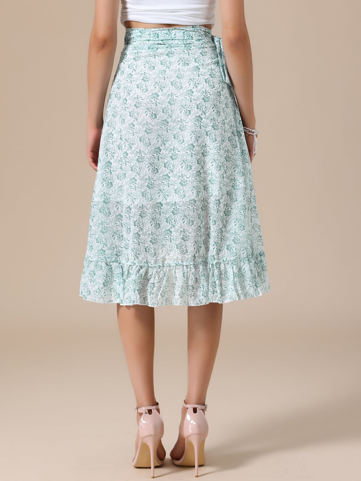 DARING DIVA Women's Hem Beach Ruffle Skirts X-Small Green