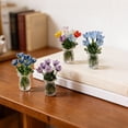 thumbnail image 6 of Miniature Glass Flower Bouquet Ornament, Handcrafted Decorative Glass Flowers in Ribbed Vase for Home Office Desk Shelf Decor, Unique Collectible Gift, 2.36 Inches Tall,B, 6 of 6