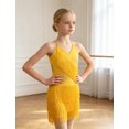 thumbnail image 5 of IBTOM CASTLE Floral Rhinestone Fringe Tassel Latin Dance Dress for Girls 1920s Fapper Dress Kids V Neck Cross Back Ballroom Dance Outfit Yellow, 5 of 7