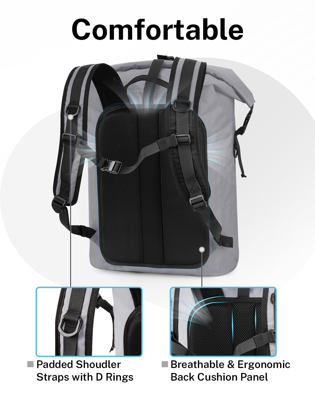 Gonex 35L Waterproof Backpack Dry Bag, Roll Top Floating Backpack for Kayak, Surfing, Hiking, Camping, Travel