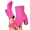 thumbnail image 5 of Lepsheexh Shoes for Women Autumn Winter Round Toe Chunky High Heel Fashionable Casual Short Tube Ankle Boots Versatile Daily Footwear, 5 of 8