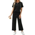 thumbnail image 5 of Fantaslook 2 Piece Sets for Women Casual Summer Travel Vacation Outfits Short Sleeve Tops Wide Leg Pants Lounge Sets, 5 of 10