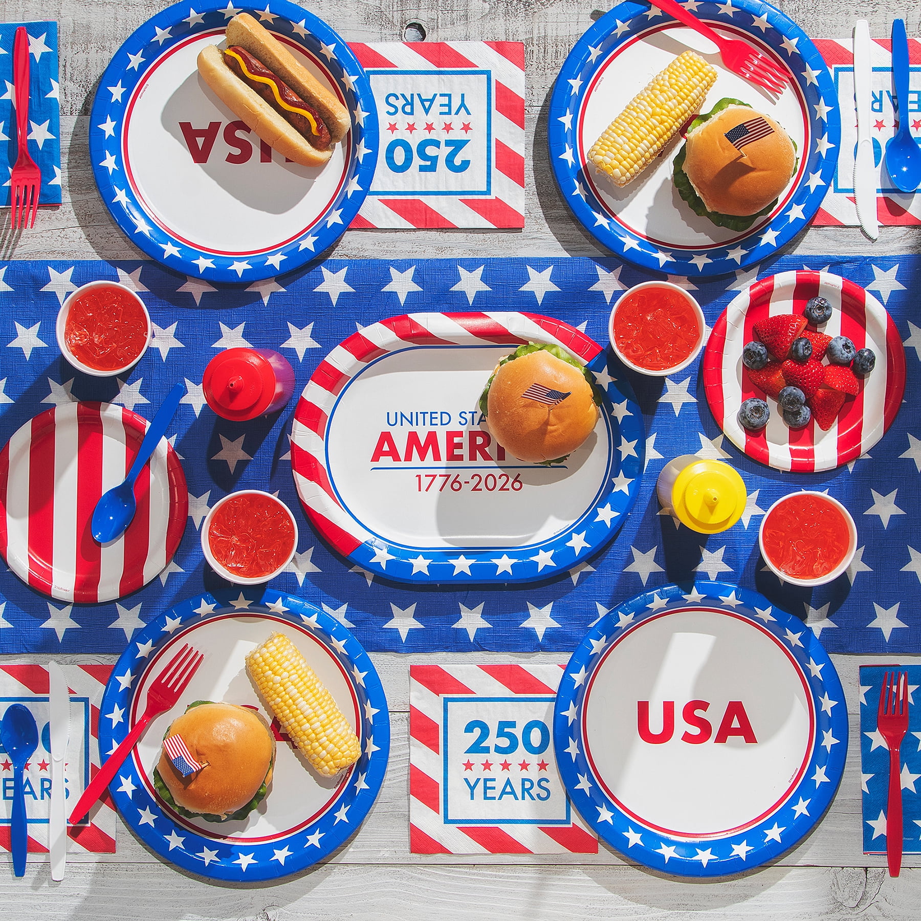 Red/White/Blue United States of America Oval Disposable Paper Plates, 9.25" x 12", 8 Count, Patriotic by Way To Celebrate