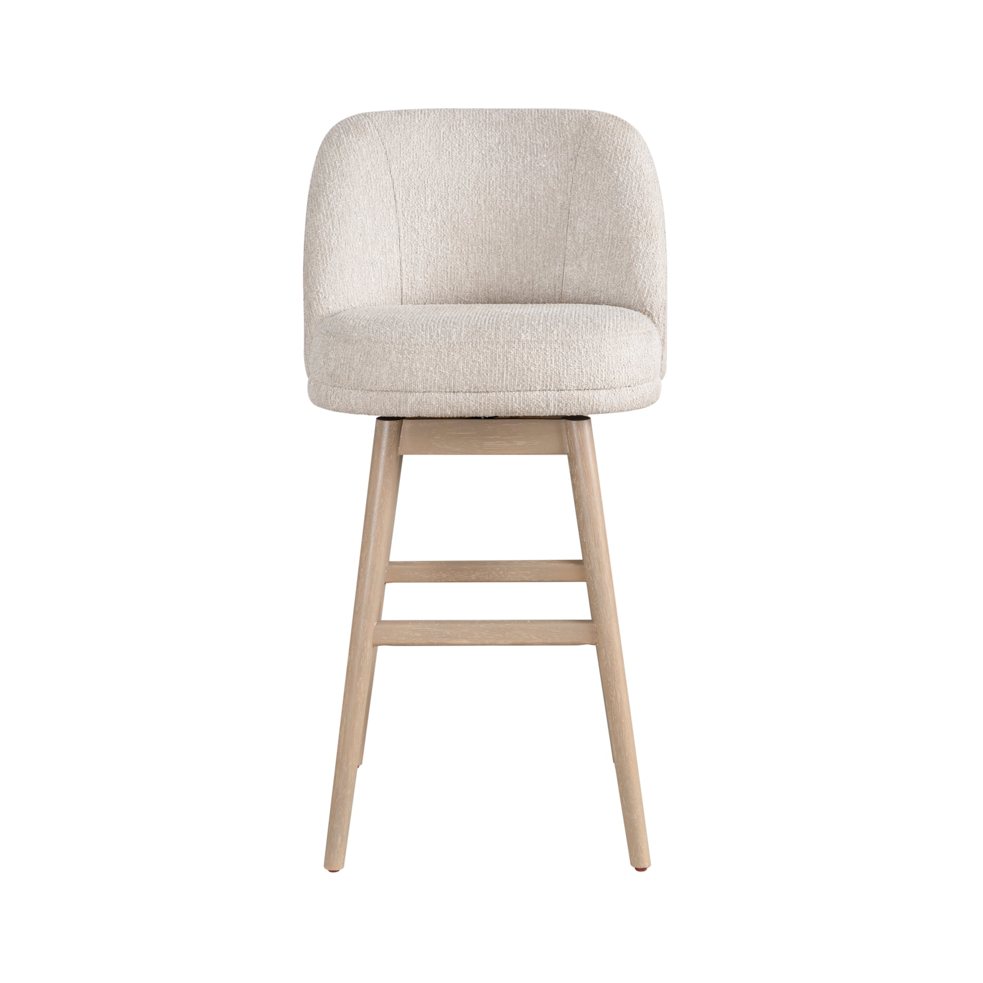 Sadie Solid Wood Upholstered 30" Bar Height Swivel Barstool with Ancient Stone Fabric Seat