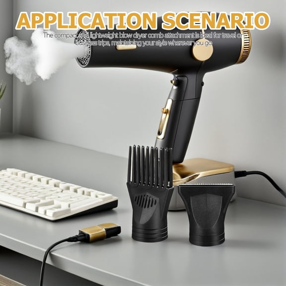 OULII 5-Pack Black Hair Dryer Comb Nozzle Attachments for Salon-Quality Hair Styling and Professional Blow Drying