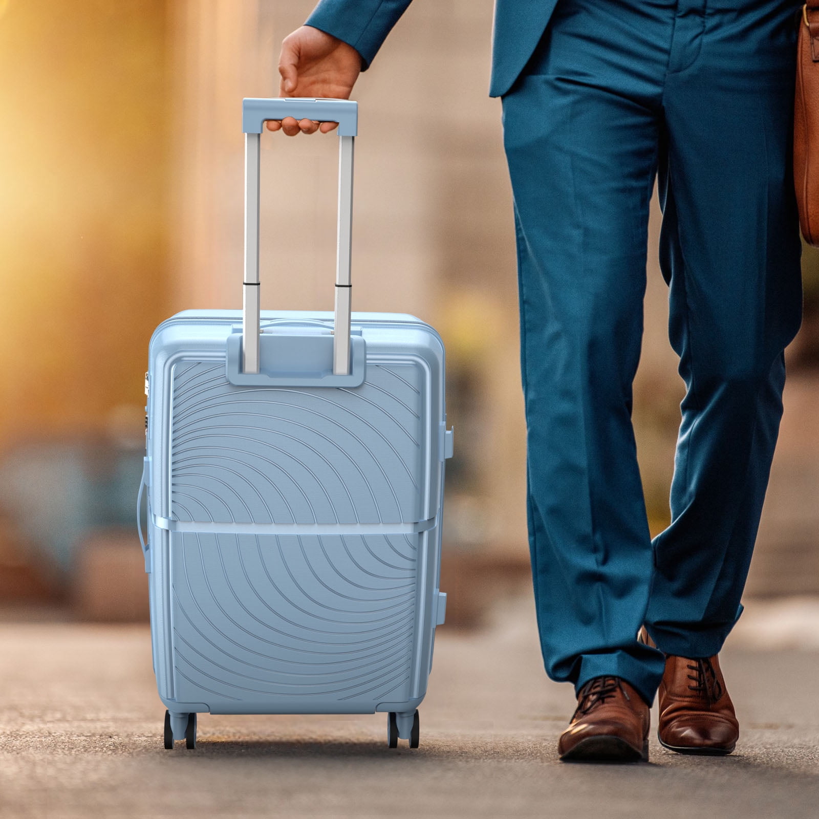 Nazhura Hard Shell Luggage Set, 3-Piece Hardside Suitcase Set, 20-inch, 22-inch, 28-inch Luggage , Carry on Luggage Set, Travel Luggage Set, Large Suitcase with Wheels, Light Blue