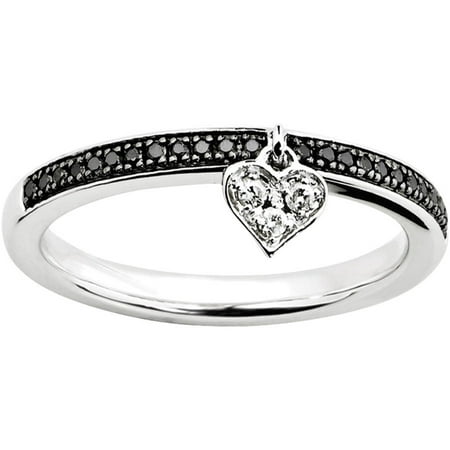 Stackable Expressions Black and White Diamond Sterling Silver Heart Ring