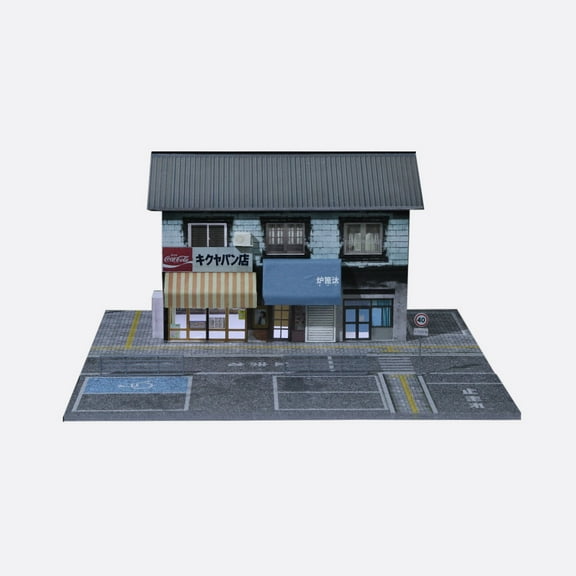 Diorama 1:64 Scale Garage Model LED Lighting,Miniature City Street Bakery Shop Car Parrking Lot Scene Display Model,Die-cast Car Model Display Box Collectible