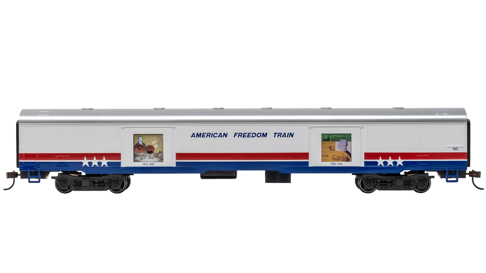 Bachmann Trains - LIMITED EDITION AMERICAN FREEDOM TRAIN CARS with LIGHTED DISPLAYS - EXHIBIT CAR #103 1816-1836 - HO Scale