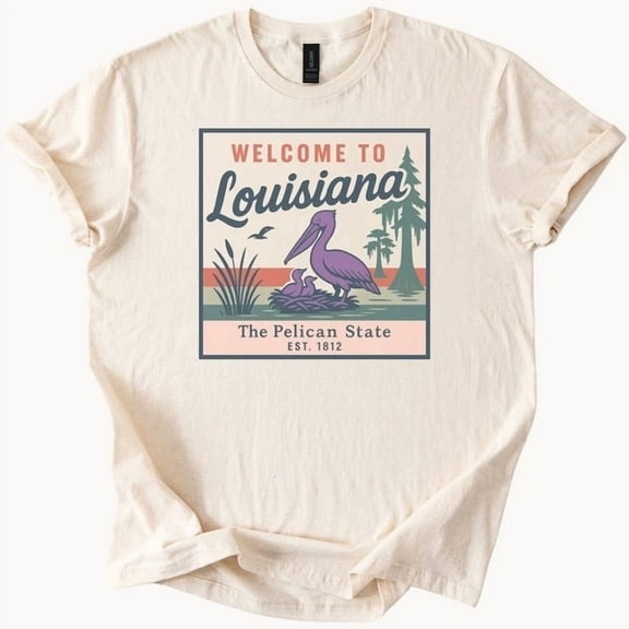 DOPASHIRT Louisiana Pelican State T Shirt Welcome To Louisiana Bird Nature Graphic Tee Unisex S-5XL Hot Trending Shirt, Vintage Birthday Gift