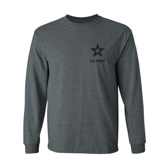 US Army Star Black Ink Left ChestAdult Long Sleeve T-shirt