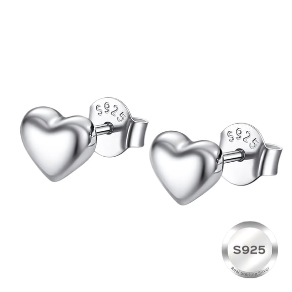 ChicSilver 925 Sterling Silver Heart Stud Earrings for Women, Dainty Small Heart Earrings for Birthday Valentine's Day Gift
