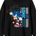 thumbnail image 2 of Sonic The Hedgehog Modern Blue Hedgehog Crew Neck Long Sleeve Black Adult Sweatshirt-Large, 2 of 3