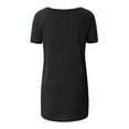 thumbnail image 5 of CEHVOM Mode Femme Grande Taille Imprimé Col en V Manches Courtes T-shirt Long Blouse, 5 of 5