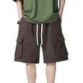 thumbnail image 2 of TKYCMSUAKI Mens Big and Tall Beach Shorts Corduroy Textured Solid Color Casual Short Elastic Waisted Drawstring Cargo Shorts with Pockets, 2 of 8