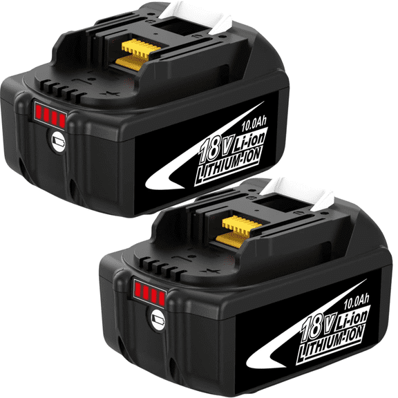 2-Pack 10000mAh High Capacity Replacement for Makita 18V Battery 18 Volt Batteries BL1860B BL1850B BL1840B LXT400 with LED Indicator Cordless Power Tools
