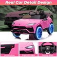 thumbnail image 5 of iYofe 12V Lamborghini Ride on Cars with Remote Control, Powered Ride on Toys with Music, USB/AUX Ports, LED Lights, 3 Speeds, 4 Wheels Electric Cars for Kids Toddlers Ages 3-5, Pink, 5 of 10