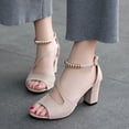 thumbnail image 1 of Sandalias romanas huecas con boca de pez para mujer, tacones altos con cuentas, gruesas, Sexy, Verano, 1 of 3