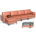 thumbnail image 1 of Costway Canapé Sectionnel Modulaire en L avec Méridienne Réversible et 4 Ports USB Rose Corail, 1 of 10