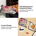 thumbnail image 4 of Hummingbird Lily Floral 5 Pcs Kitchen Set Heat Resistant Oven Mitts and Non-Slip Pot Holders with Adjustable Cooking Apron, 4 of 6