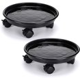 thumbnail image 2 of Soporte para maceta con ruedas de 2 piezas, soporte para plantas con ruedas de 30 cm, soporte para plantas con rueda universal para plantas de interior y exterior, capacidad de carga 56 kg, negro JFHHH pequeña, 2 of 5