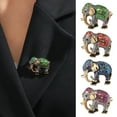 thumbnail image 2 of Grofry Unisex Brooch Rhinestone Decor Retro Oil-drip Enamel Elephant Shape Anti-slip Suit Coat Collar Hat Scarf Decoration Clothes Pin Party Prom Bride Wedding Garment Jewelry, 2 of 8