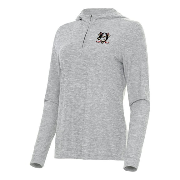 Women's Antigua  Heather Gray Anaheim Ducks Daybreak Quarter-Zip Hoodie
