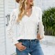 thumbnail image 3 of Camisa de Encaje para Mujer, Cuello en V, Manga Larga, Color Liso, Flor Bordada, Top Hueco, Camisa Elegante para Mujer, 3 of 5