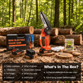 thumbnail image 6 of NEXPOW 6" Mini Chainsaw with 2 Batteries and 2 Chains, 24V Battery Powered Cordless Handheld Electric Chainsaw for Wood Cutting Tree Trimming, Portable Chain Saw with Security Lock, Orange, 6 of 10