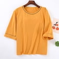 thumbnail image 3 of Hrsba Casual Tops for Women, Summer Tops, Solid Color Crew Neck Short Sleeve Casual Blouse with Built in Bra Pad Daily Wear Top, 3 of 5