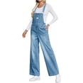 thumbnail image 5 of Adjustable Strap Sleeveless Women Loose Denim Overall Wide Leg Jumpsuit, 5 of 6