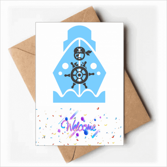 pirate stee wheel ship navigation Welcome Back Greeting Cards Envelopes Blank