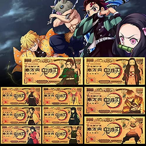 鬼滅の刃 Demon Slayer 24K Gold Coated Limited Edition Foil Collectible Bill Banknote Bookmark Set