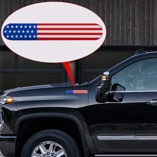 Calcomanías para autos con la bandera estadounidense | Calcomanías patrióticas 3D de aleación de aluminio para carrocería, portón trasero y laterales | Tira de vinilo antirayaduras para autos,