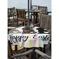 thumbnail image 3 of Round Outdoor Tablecloth With Umbrella Hole And Zipper– Happy Easter Waterproof Patio Table Cover for Party, Picnic, Backyard, 50" Dia. , Easter Bunny Tails Color Plaid, 3 of 8