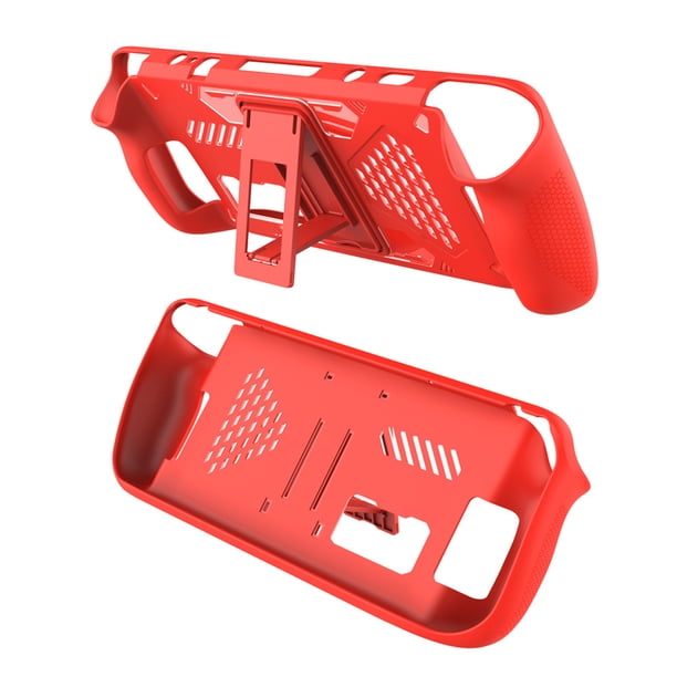 Protector De Consola Cubierta de consola de TPU con soporte Consola de juegos Cubierta completa para Steam Deck (Rojo)