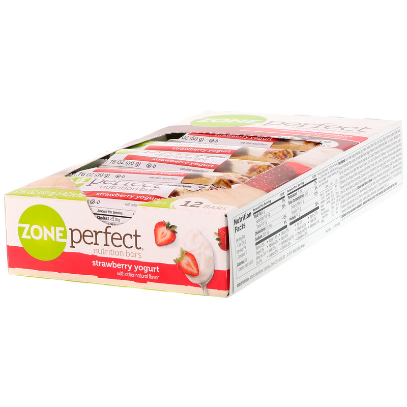 Zone Perfect Nutrition Bars Strawberry Yogurt 1.76 oz 12 Bars Pack of 4