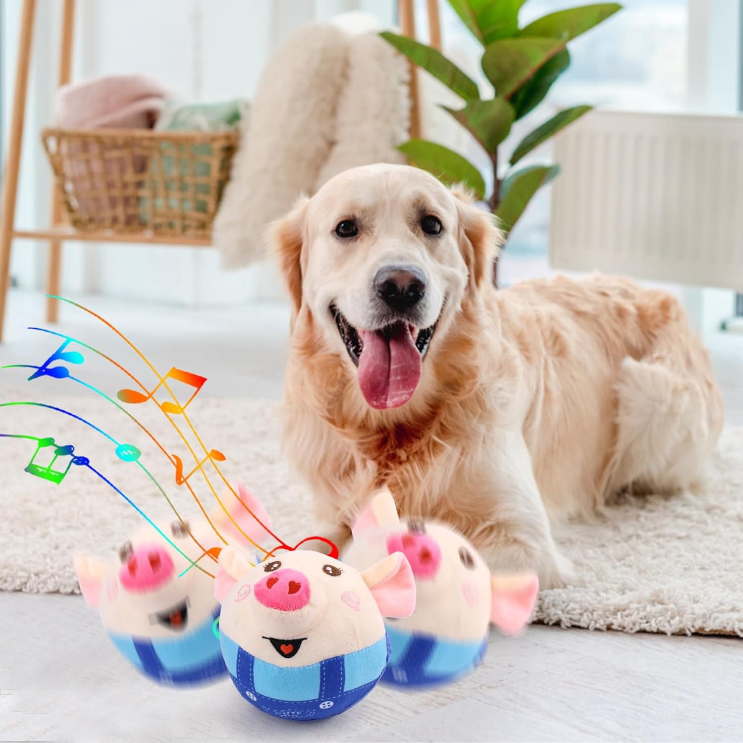 Interactive Dog Toys, Remote Control Version, Automatic Jumping Pig, The Perfect Gift to Keep Your Puppy Busy and Happy with Automatic Moving and Squeaking Sounds