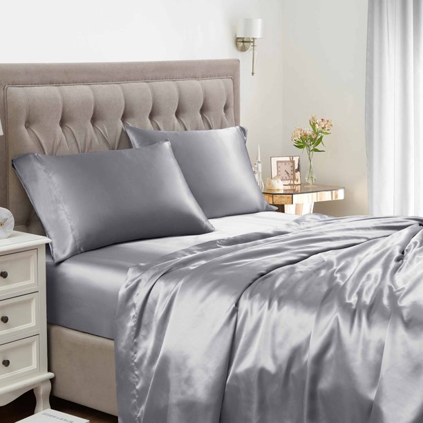 1500 Supreme Silky Smooth Satin Sheet Set King Silver