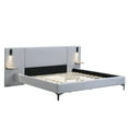 thumbnail image 2 of Christopher Knight Home Linen Upholstered King Platform Bed with Reading Lights and Headboard Shelves, Grey, 2 of 10