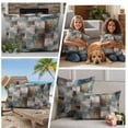 thumbnail image 5 of Blue Brown Geometric Outdoor Pillow Covers, Waterproof Decorative Throw Pillowcases Set of 2, Modern Ombre Abstract Art Couch Cushion Cases with Zipper for Outside Patio Garden Sofa 20"x12", 5 of 9