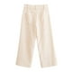 thumbnail image 4 of HH TRAF Pantalones largos elegantes de verano para mujer, color liso, con bordados, cintura alta, holgados, con bolsillos, de pierna ancha, 4 of 5