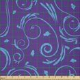 thumbnail image 2 of Ambesonne Vintage Fabric by the Yard Microfiber, Curvy Classic Leafy Motifs, 10 Yards, Purple and Azure Blue, 2 of 2