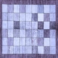 thumbnail image 1 of Ahgly Company Machine Washable Indoor Square Checkered Blue Modern Area Rugs, 6' Square, 1 of 4