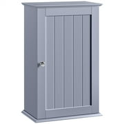 Easyfashion 3 Tiers Wall Mounted Cabinet Storage Single Door Store for Bathroom Kitchen, Gray
